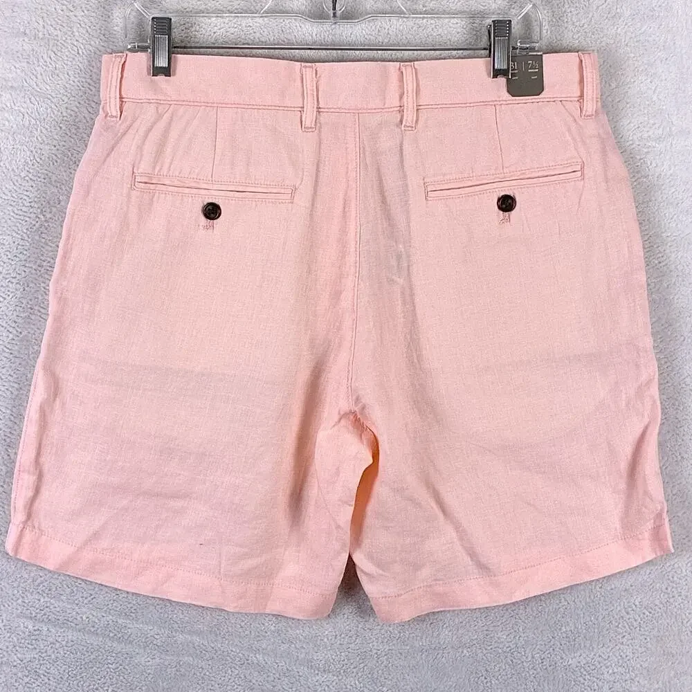 J.Crew Shorts Mens 31 (32) Pink Oarsman Linen Pleated Preppy Beach Hamptons